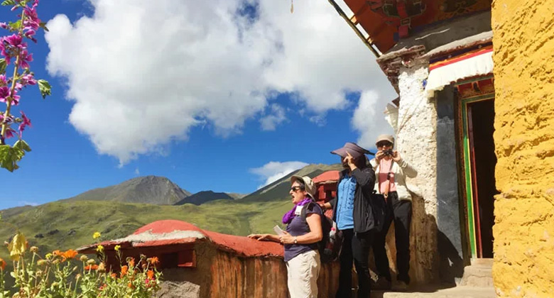 Admiring the amazing valley view from Drigung Til Monastery