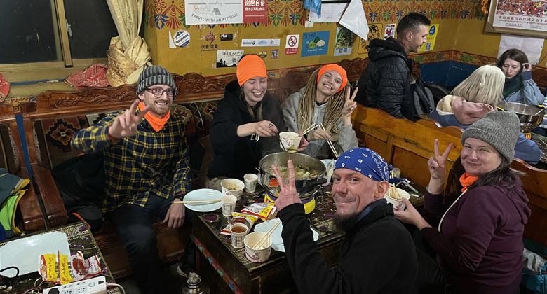 Dinner in Rongbuk Monastery