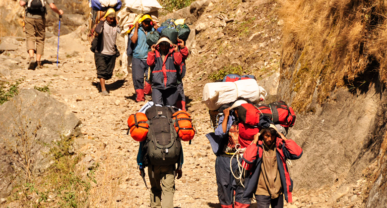 die Träger in Tibet