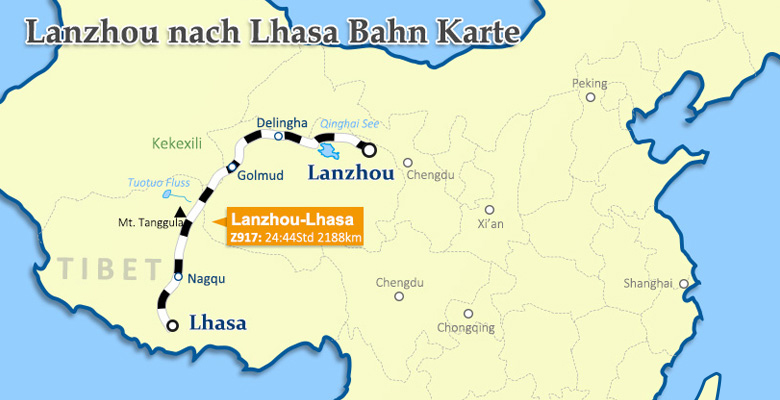 Lanzhou Tibet Eisenbahn Karte