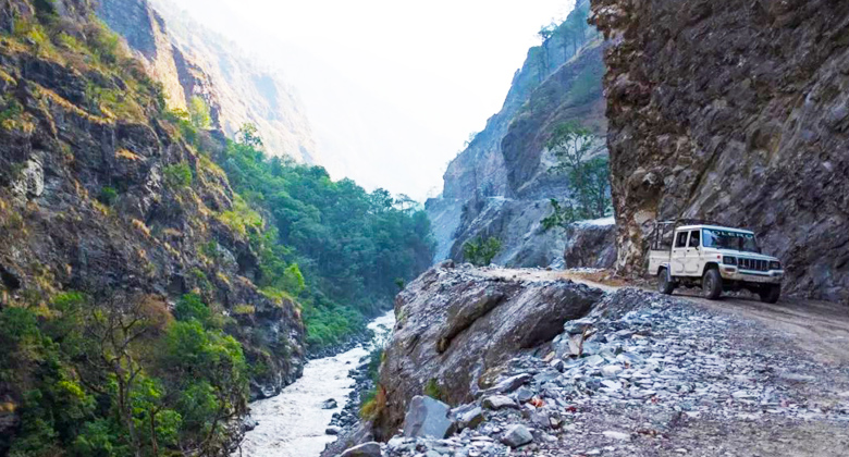 Straßenverhältnisse von Gyirong nach Kathmandu