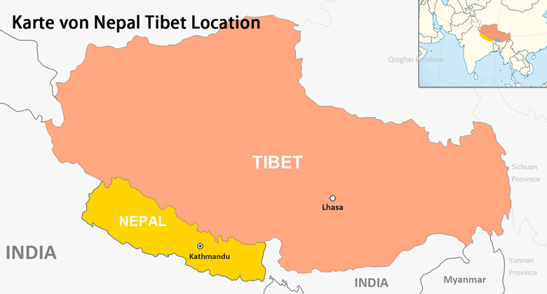Karte von Nepal Tibet Location
