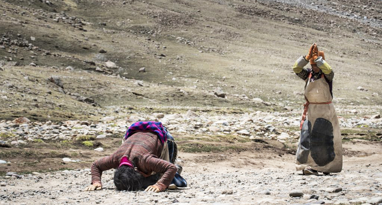 Pilger auf dem Mount Kailash Weg