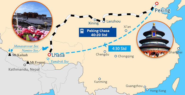 Peking Tibet Eisenbahn Karte