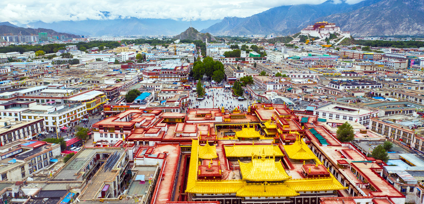 Den Potala-Palast und das Lhasa-Tal aus der Ferne bewundern