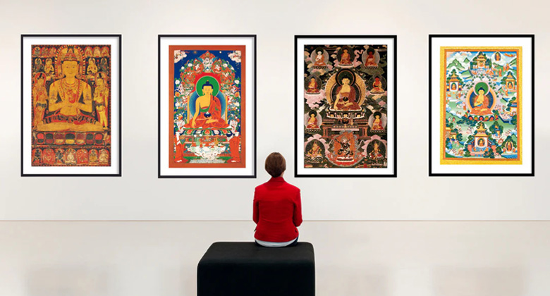 Eine wunderschöne Thangka-Malerei aus einer Ausstellung